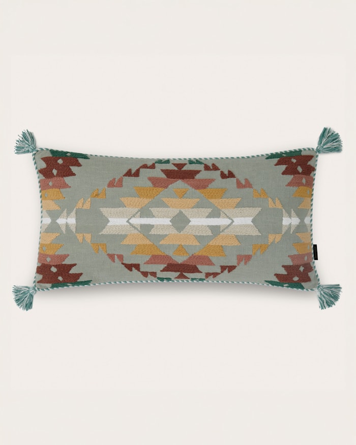 MISSION TRAILS EMBROIDERED LUMBAR PILLOW